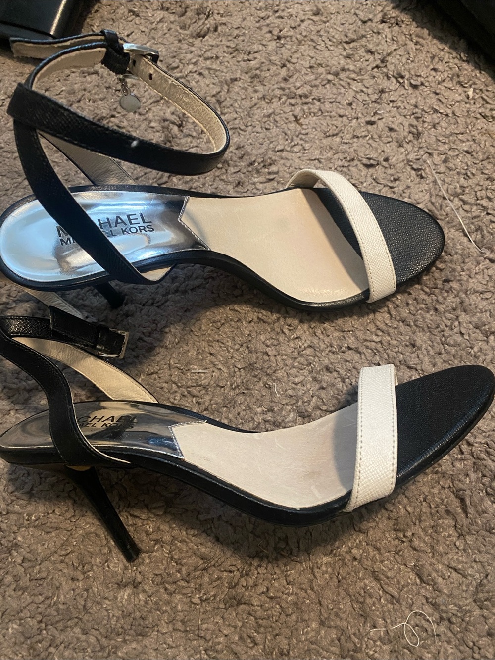 Michael Kors Black and White Strappy Stiletto Sandals